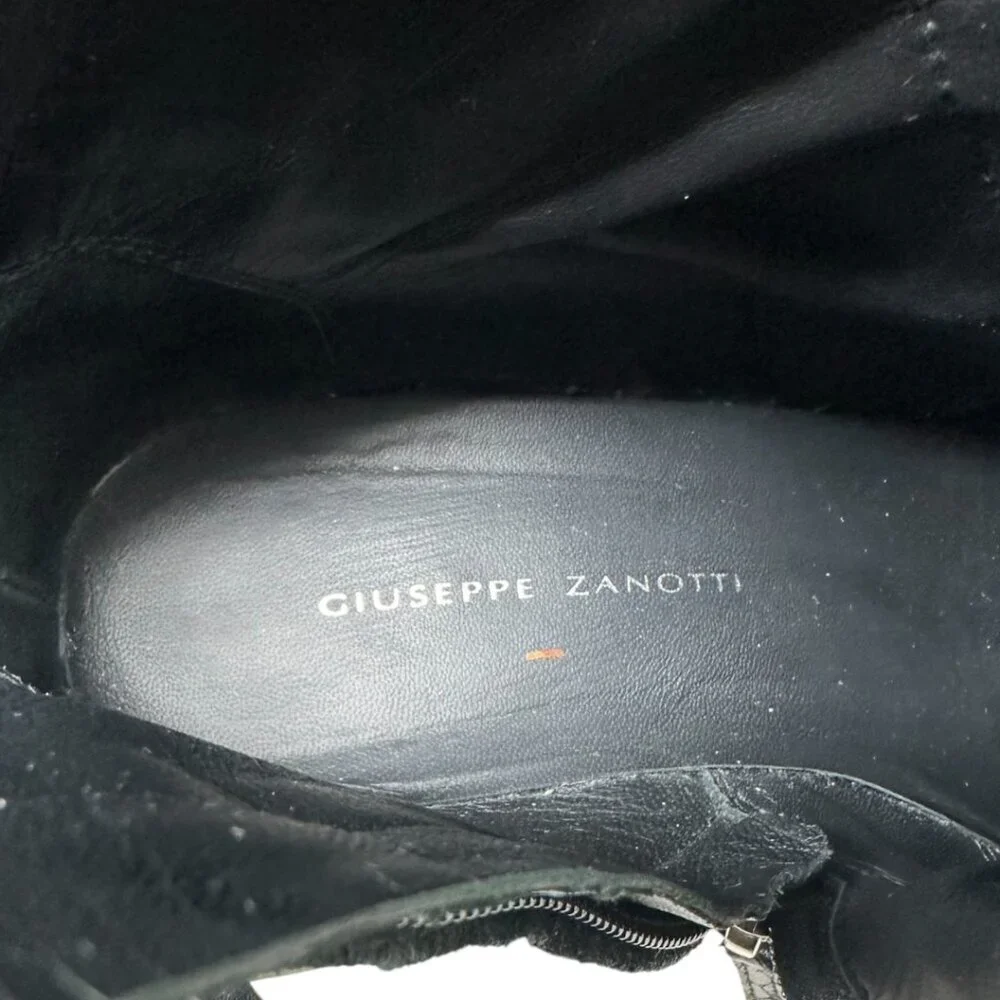 Giuseppe Zanotti Gintonic Black Snake Embossed Leather Combat Platform Boots 7.5 - Picture 11 of 12